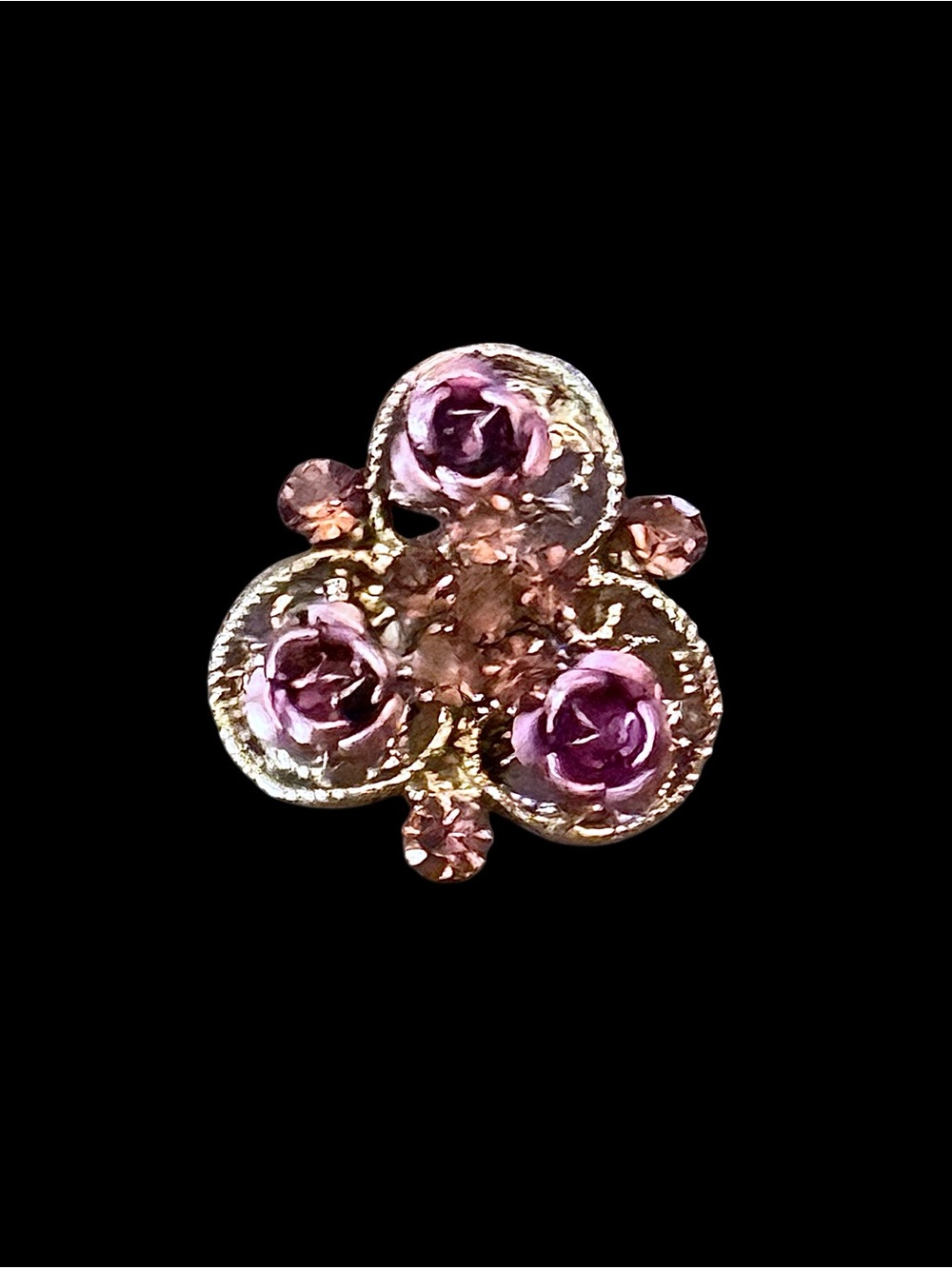 Vintage silver tone floral statement ring